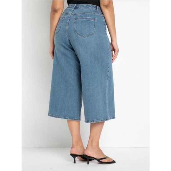 Eloquii Crop Wide Leg Jeans - Picture 3 of 14